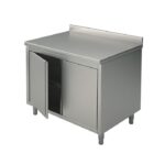 Meuble Inox Bas Neutre avec Portes Coulissantes et Dosseret - 900x700 mm - Virtus – Image 5