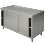 Meuble Bas Inox avec Portes Coulissantes sans Dosseret - 900 x 600 - Virtus – Image 4