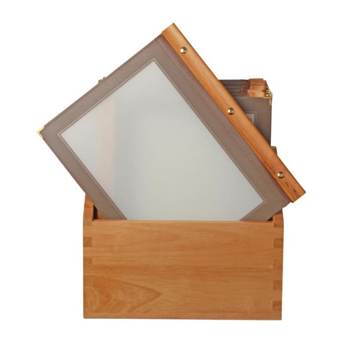 20 protège menu A4 cadre en bois avec boîte en bois – Securit