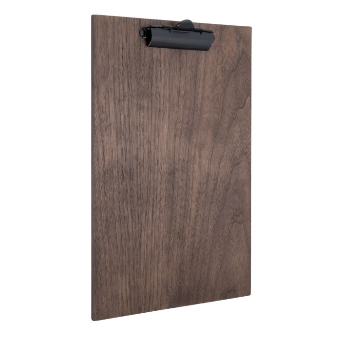 720ac605054362ce5ec4dc77bbfe25301e04763493381faf0a76bcd13bb0e415_90d4_5 Porte-menu en bois de Noyer - à pince pour le maintien des feuilles A4 - Securit – Image 1