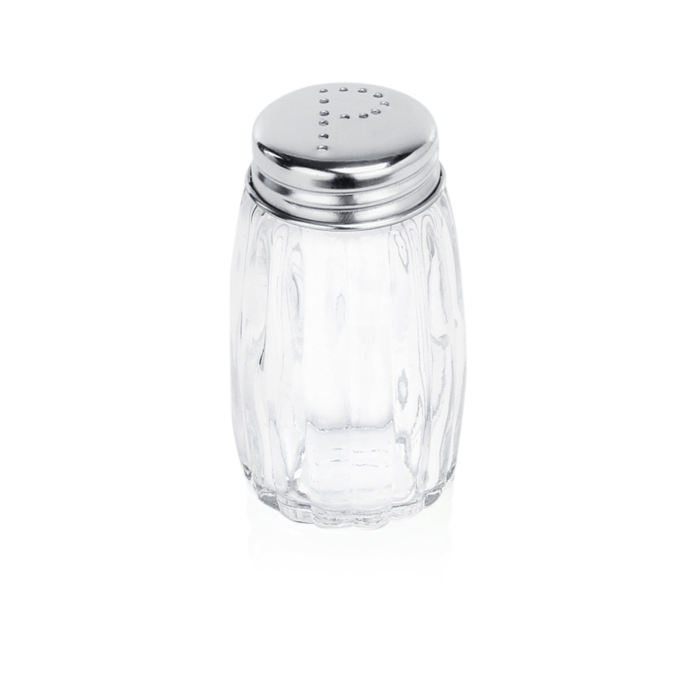 Poivrière en Verre/inox Arrondie H 70 mm Ø 35 mm – Lot de 12 – Was Germany