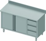 Armoire Basse Inox Adossée - Porte Battante & 3 Tiroirs à Droite - Gamme 800 - Stalgast – Image 2