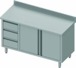 Armoire Basse Inox Adossée - Porte Battante & 3 Tiroirs à Gauche - Gamme 800 - Stalgast – Image 2