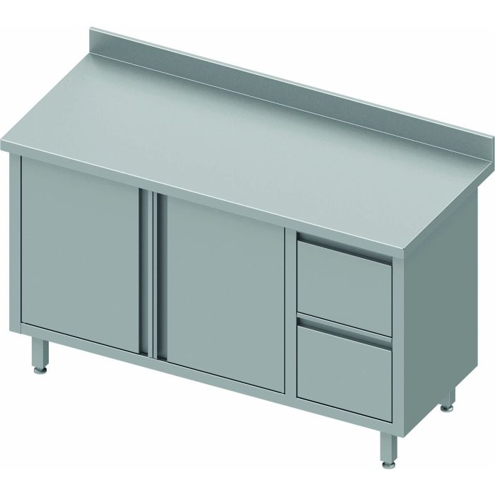 Armoire Basse Inox Adossée - Porte Battante Gauche & Tiroir - Gamme 800 - Stalgast – Image 3