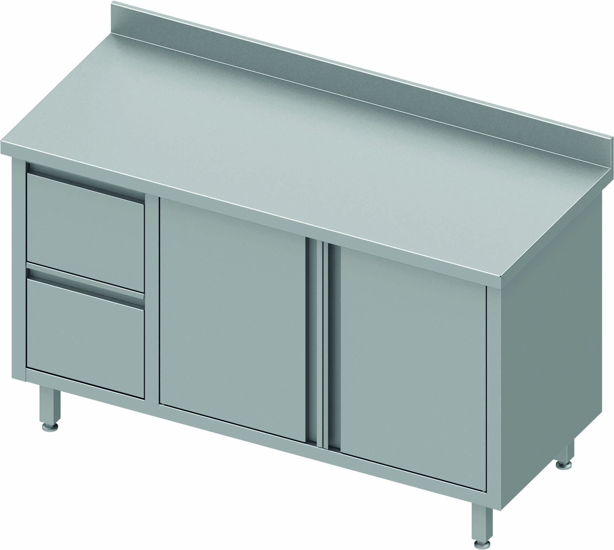 Armoire Basse Inox Adossée - Porte Battante & Tiroir à Gauche - Gamme 800 - Stalgast – Image 2