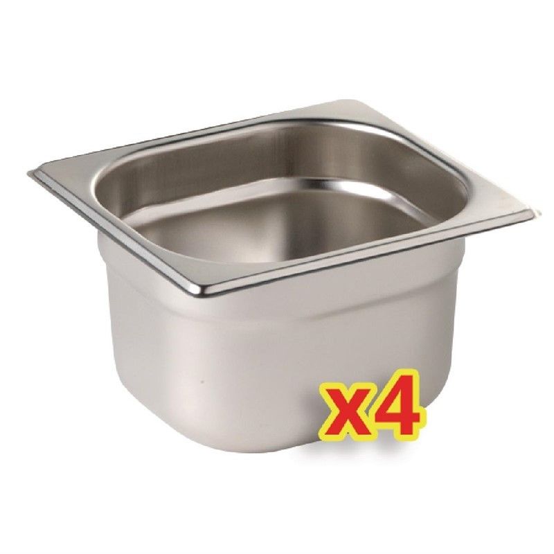 Bac Inox GN 1/6 avec Couvercle - Lot de 4 - Vogue – Image 2