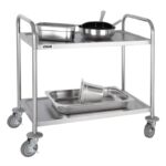 Chariot de débarrassage en inox 2 niveaux 810 x 455 x 855mm - Vogue – Image 4