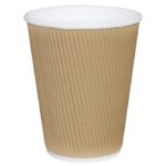 Gobelet paroi isolante ondulée marron clair 340 ml - Fiesta - Lot de 25 – Image 5