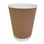Gobelet paroi isolante ondulée marron clair 340 ml - Fiesta - Lot de 25 – Image 3