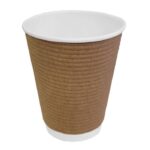 Gobelet paroi isolante ondulée marron clair 340 ml - Fiesta - Lot de 25