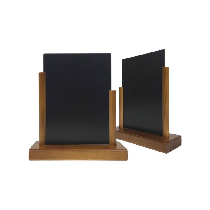 lstf56-01_tkhkqlc8gtehqmj5 Porte menu de table en Bois brut avec ardoise format A5 - Lot de 2 - Interface PLV – Image 1
