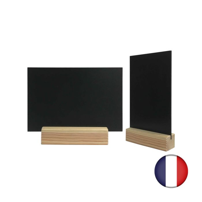 lstf58-brut-01_d8exrqvriuo1t1fl Porte menu de table en Bois brut 15 x 3,6 x 3,6 cm avec ardoise A5 - Lot de 2 - Interface PLV – Image 1
