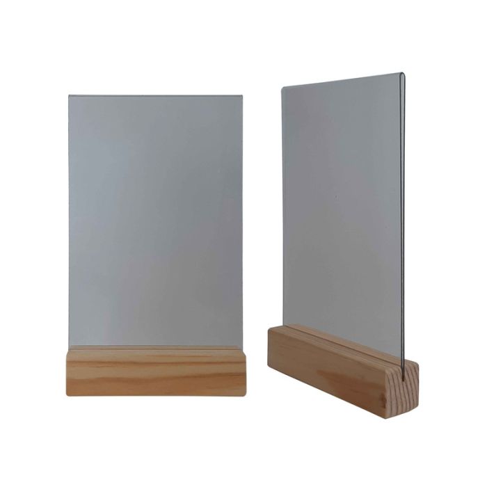 lstf58-brut-plexi-01_6m75fptnqzvpnfmi Porte menu de table en Bois brut 15x3,6x3,6 cm avec plexi A5 - Lot de 2 - Interface PLV – Image 1