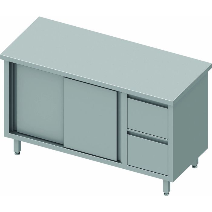 Meuble Bas Cuisine Inox - 2 Portes Coulissantes & Tiroir - Gamme 700 - Stalgast – Image 1