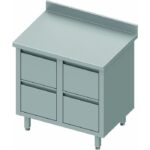 Meuble Bas Cuisine Inox - Avec Dosseret & 4 Tiroirs - Gamme 600 - Stalgast