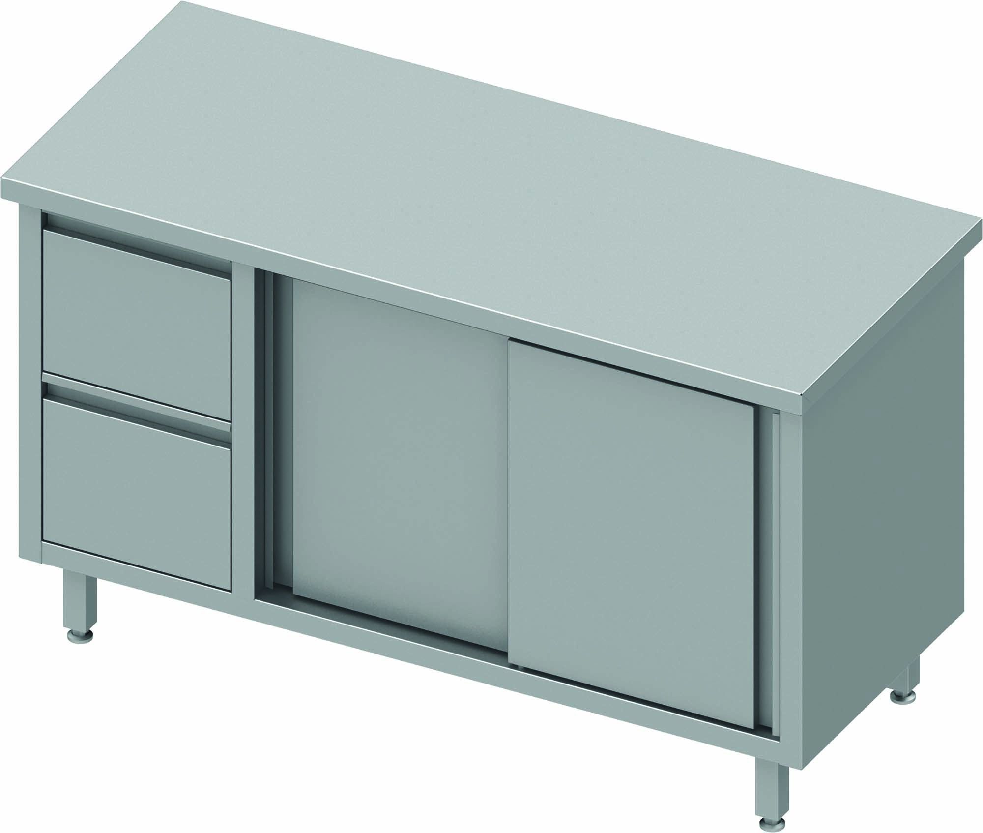 Meuble Bas Cuisine Inox - Porte Coulissante & 2 Tiroirs - Gamme 700 - Stalgast – Image 4