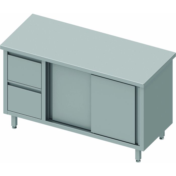 Meuble Bas Cuisine Inox - Porte Coulissante & 2 Tiroirs - Gamme 700 - Stalgast – Image 3