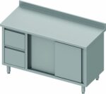 Meuble Bas Inox Avec Dosseret - Porte Coulissante & 2 Tiroirs - Gamme 700 - Stalgast – Image 4