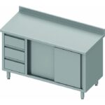 Meuble Bas Inox Avec Dosseret - Porte Coulissante & 3 Tiroirs - Gamme 700 - Stalgast – Image 5
