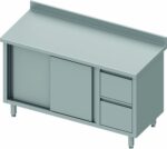 Meuble Bas Inox Avec Dosseret - Porte Coulissante à Gauche & 2 Tiroirs - Gamme 700 - Stalgast – Image 4