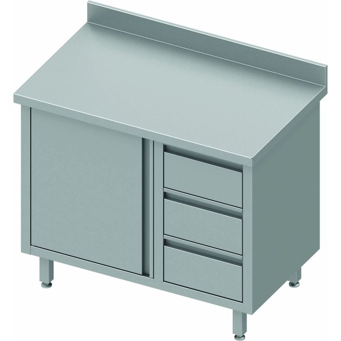 Meuble Bas Inox – Porte & 3 Tiroirs à Droite – Gamme 700 – Stalgast