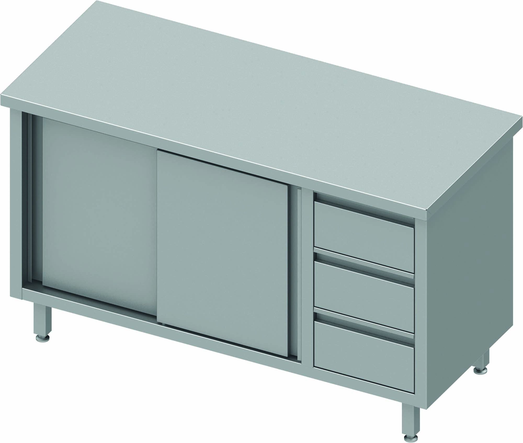 Meuble Bas Inox - Porte Coulissante à Gauche & 3 Tiroirs - Gamme 800 - Stalgast – Image 2