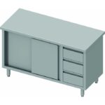 Meuble Bas Inox - Porte Coulissante à Gauche & 3 Tiroirs - Gamme 800 - Stalgast – Image 5