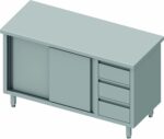 Meuble Bas Inox - Porte Coulissante à Gauche & 3 Tiroirs - Gamme 800 - Stalgast – Image 4