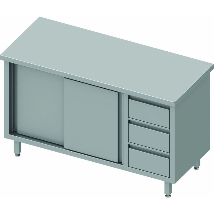 Meuble Bas Inox - Porte Coulissante à Gauche & 3 Tiroirs - Gamme 800 - Stalgast – Image 3