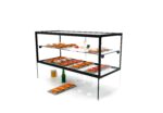 Vitrine présentoir neutre zeppelin avec étagère et trappe de service sans ou avec LED - L 555 / 920 mm - Sayl – Image 2