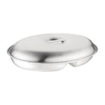 Plat à légumes ovale inox 2 compartiments 210 x 300 mm - Olympia – Image 3