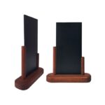 Porte menu de table en Bois acajou avec ardoise 20 x 10 cm - Lot de 2 - Interface PLV