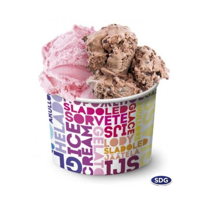 Pot à Glace Carton Texte Coloré 225 ml – SDG Lot de 1748