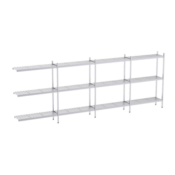 Rayonnage en Acier Inoxydable d'Angle Clayettes Perforées - 5020 à 5920 mm - 3 Niv - P500 - Distform – Image 1