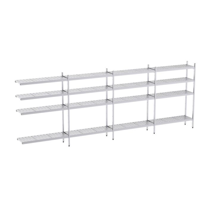 Rayonnage en Acier Inoxydable d'Angle Clayettes Perforées - 6020 à 6520 mm - 5 Niv - P500 - Distform' – Image 1
