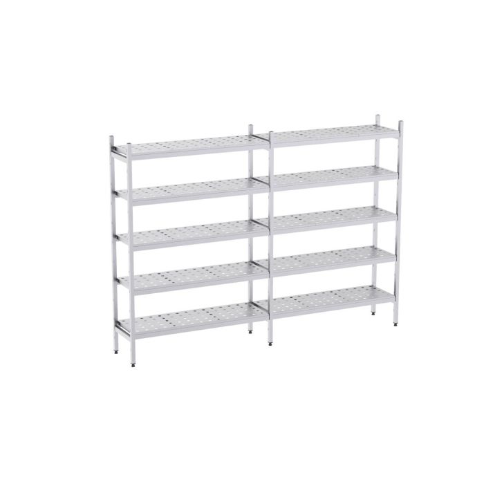 Rayonnage en Acier Inoxydable Linéaires Clayettes Perforées - 3090 à 3920 mm - 5 Niv - P400 - Distform – Image 5