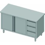 Table Armoire Basse Inox - 2 Portes & 3 Tiroirs - Gamme 700 - Stalgast – Image 3
