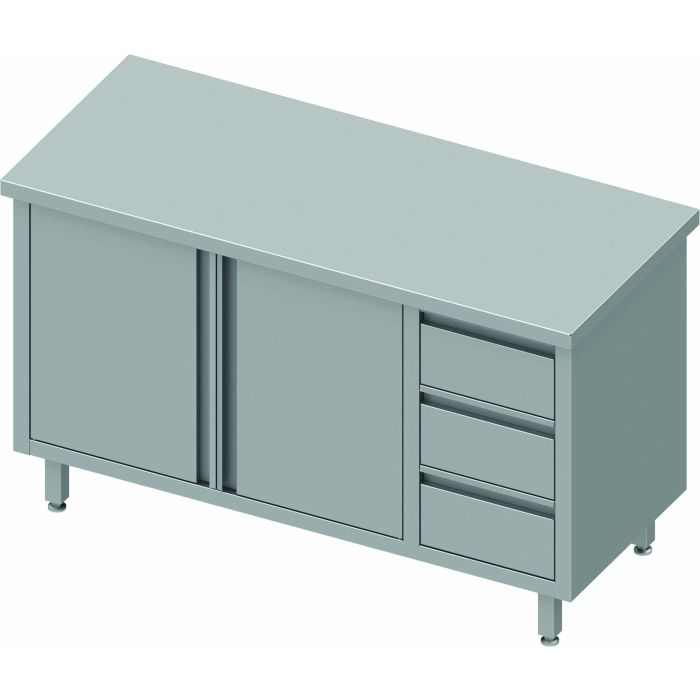 Table Armoire Basse Inox - 2 Portes & 3 Tiroirs - Gamme 700 - Stalgast – Image 1
