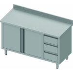 Table Armoire Basse Inox Adossée - 2 Portes & 3 Tiroirs - Gamme 700 - Stalgast – Image 3