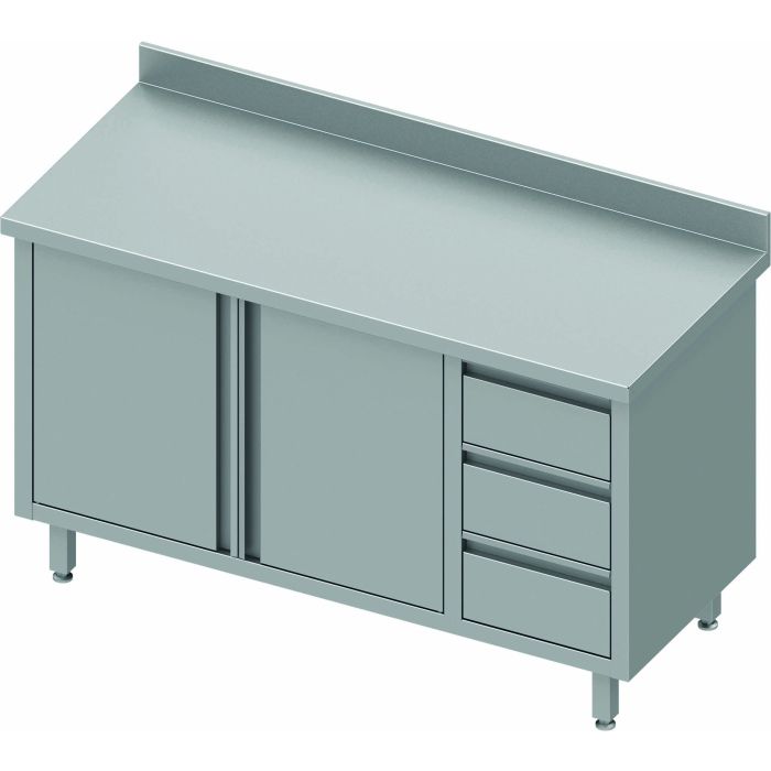 Table Armoire Basse Inox Adossée - 2 Portes & 3 Tiroirs - Gamme 700 - Stalgast – Image 5