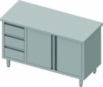 Table Armoire Basse Inox - Porte Battante & 3 Tiroirs - Gamme 700 - Stalgast – Image 2