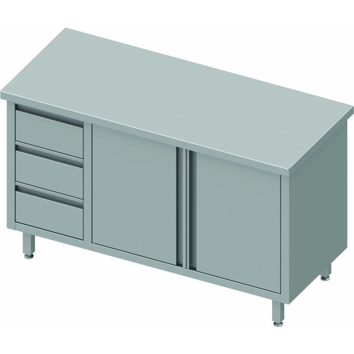 Table Armoire Inox - 2 Portes & 3 Tiroirs - Gamme 600 - Stalgast – Image 1