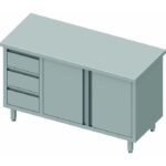 Table Armoire Inox - 2 Portes & 3 Tiroirs - Gamme 600 - Stalgast – Image 5