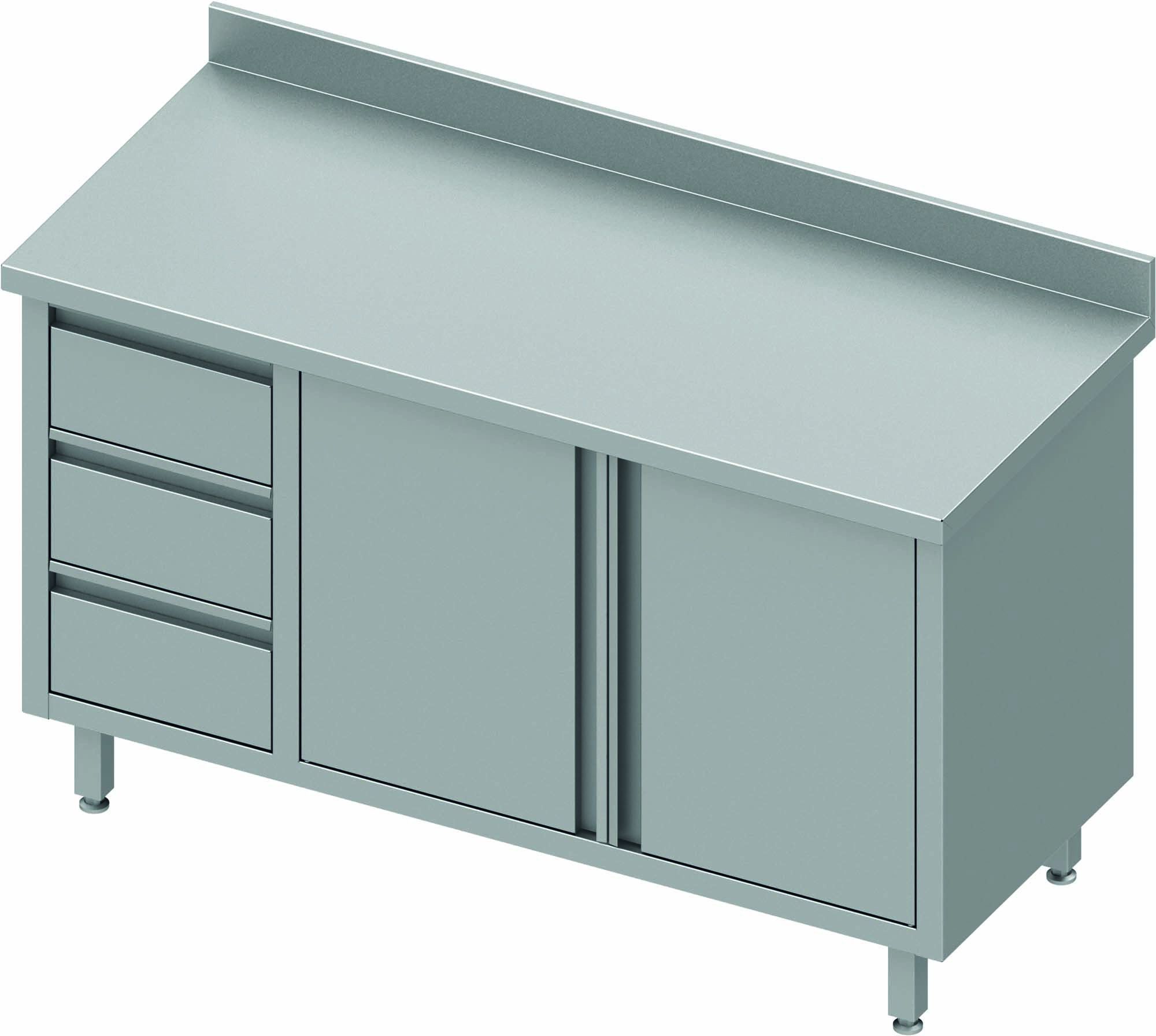 Table Armoire Inox Adossée - 2 Portes & 3 Tiroirs - Gamme 600 - Stalgast - 930446110 – Image 2