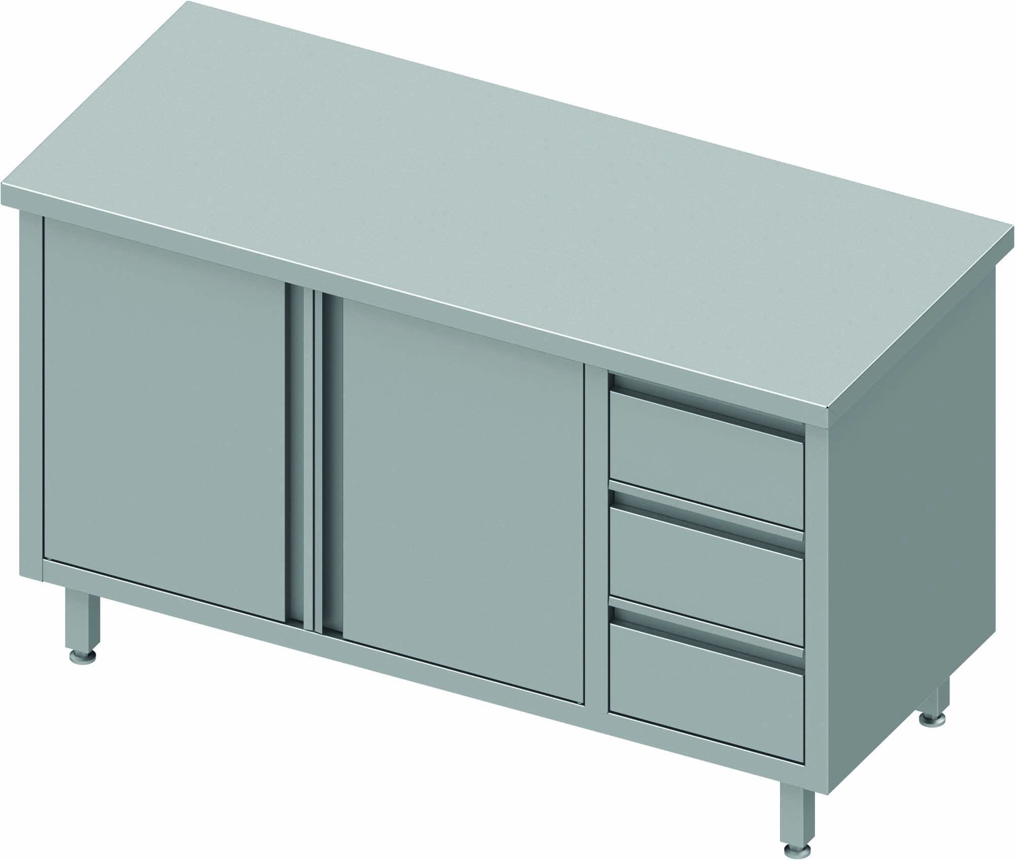 Table Armoire Inox - Porte & 3 Tiroirs - Gamme 600 - Stalgast – Image 2