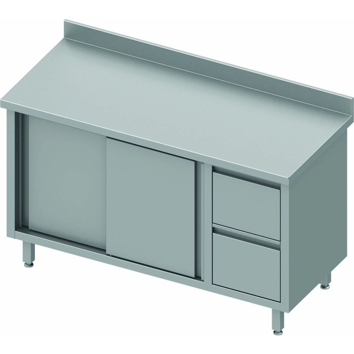 Table Armoire Inox - Porte Coulissante & 2 Tiroirs à Droite - Gamme 600 - Stalgast – Image 1