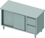 Table Armoire Inox - Porte Coulissante à Gauche & 2 Tiroirs - Gamme 600 - Stalgast – Image 2
