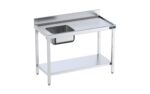 Table de chef Inox avec bac à Gauche, bord anti-ruissellement et étagère - Gamme 600 - Distform – Image 4