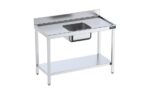 Table de chef Inox avec bac Central, bord anti-ruissellement et étagère - Gamme 600 - Distform – Image 2