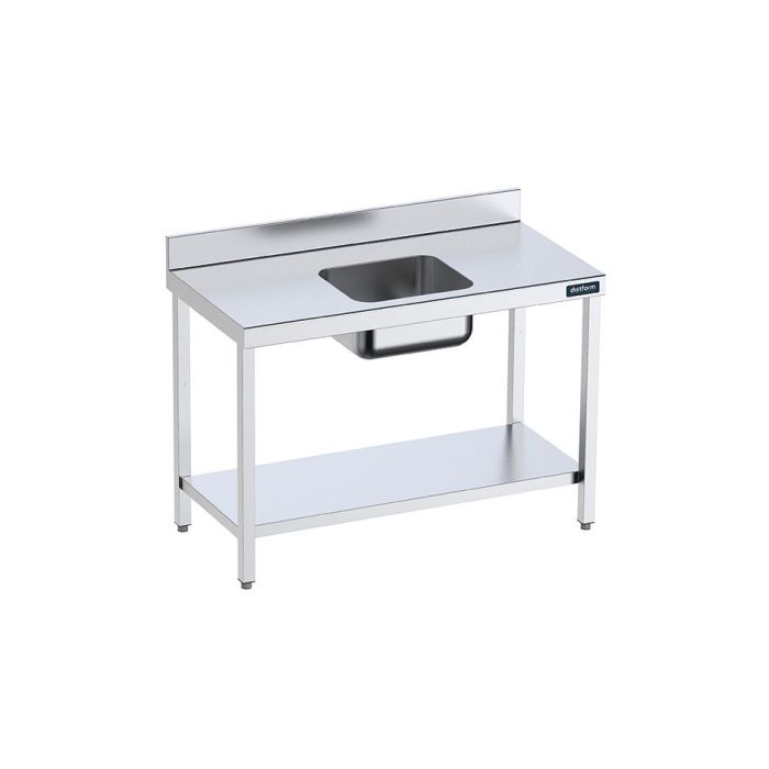 Table de chef Inox avec bac Central et étagère - Gamme 600 - Distform – Image 1
